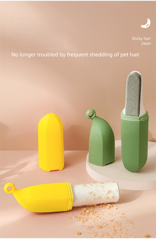 Green Multifunctional Banana-Shaped Lint Remover – Portable Sticky Hair Cleaner with 6 Replaceable Rolls