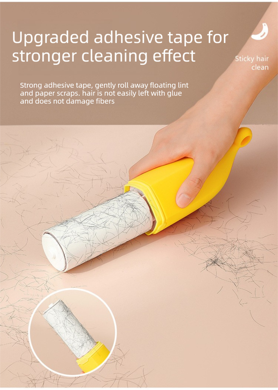 Green Multifunctional Banana-Shaped Lint Remover – Portable Sticky Hair Cleaner with 6 Replaceable Rolls