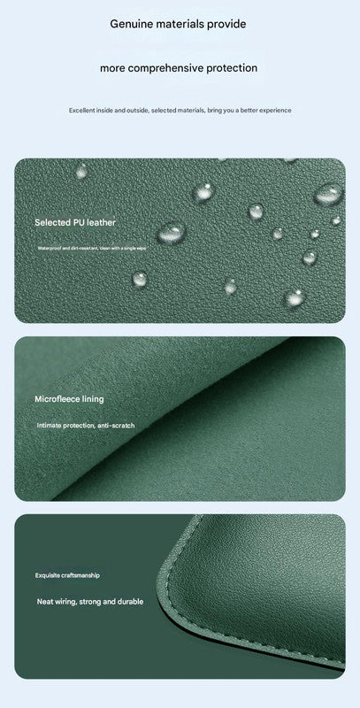 3-in-1 PU Leather Laptop Sleeve with Stand & Mouse Pad + Accessory Pouch(black)