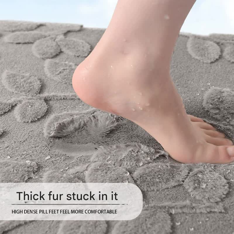 Plush Embossed Leaf Bath Mat - Ultra Soft, Absorbent & Non-Slip Bathroom Rug(Dark gray 50*80㎝)