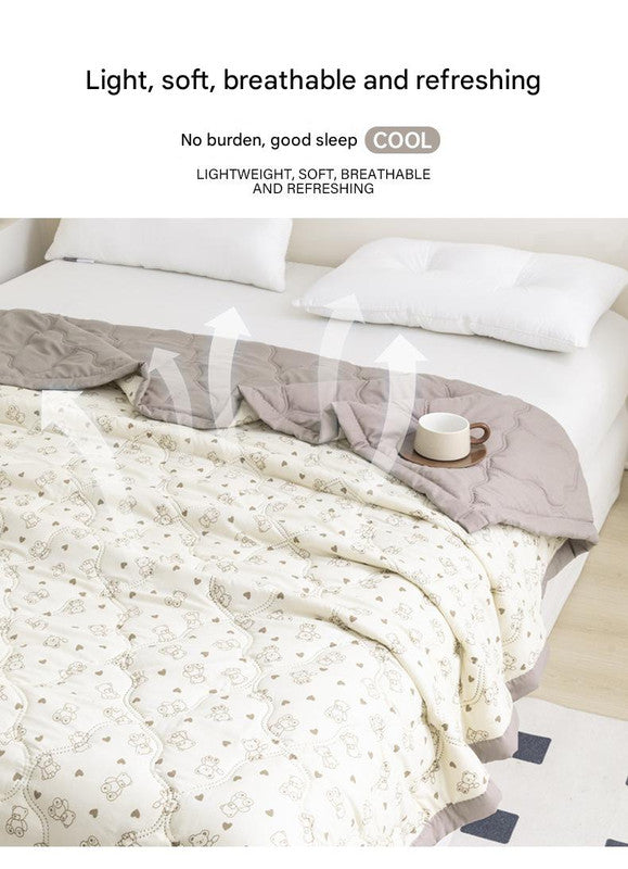 Lightweight Reversible Summer Quilt - Soft, Breathable & Machine Washable Comforter(150x200cm Blue Heart)