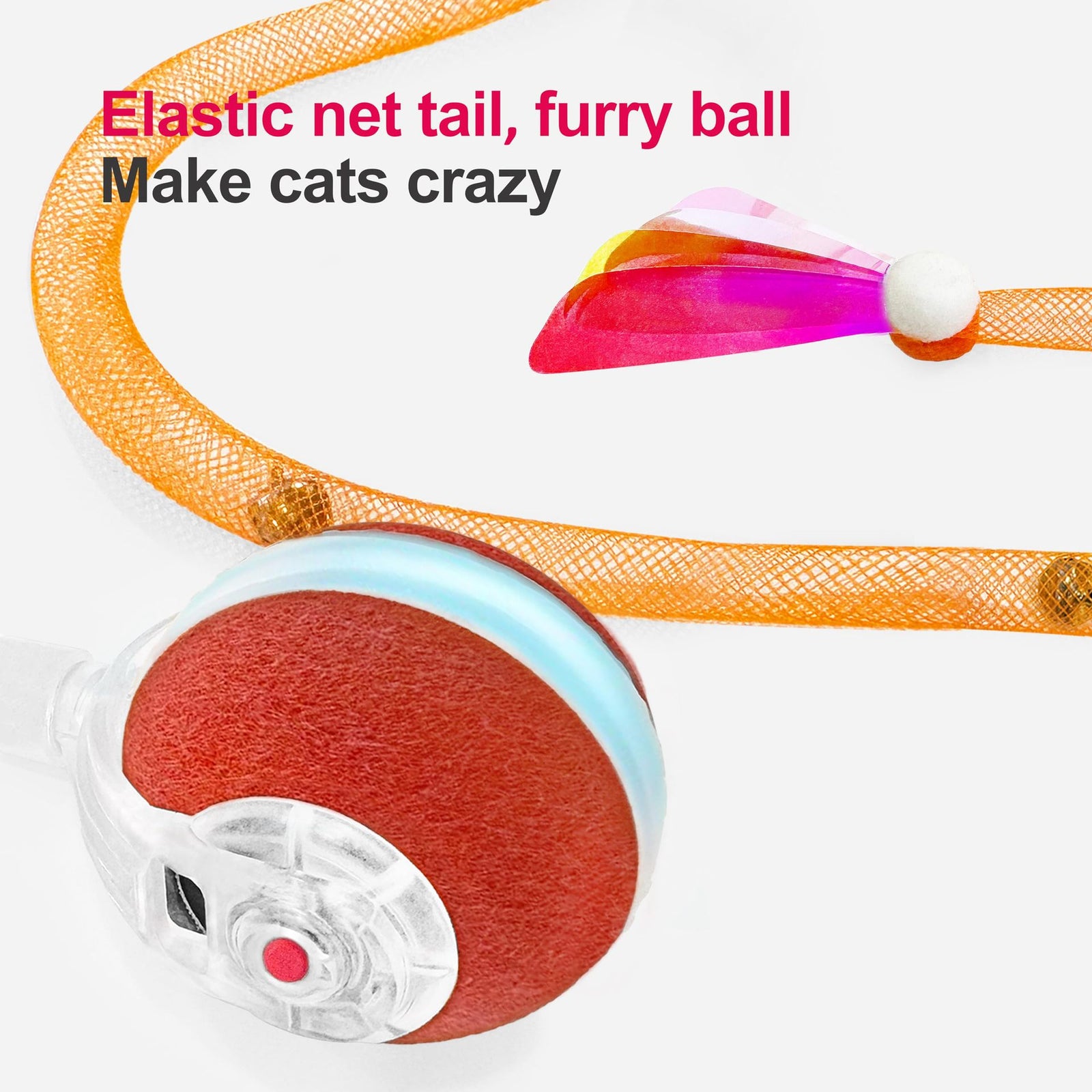 Red Interactive Smart Electric Cat Toy Ball - Automatic Irregular Rolling Teaser for Independent Play