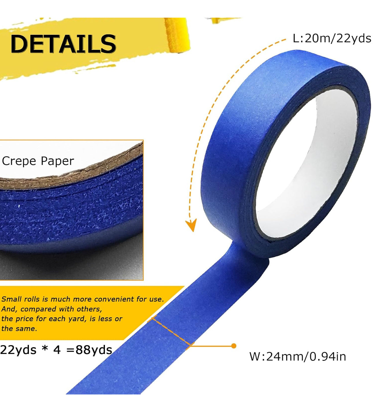 (10-Pack) Professional Blue Painter's Tape - 14-Day Clean Removal, UV Resistant for Crisp Paint Lines