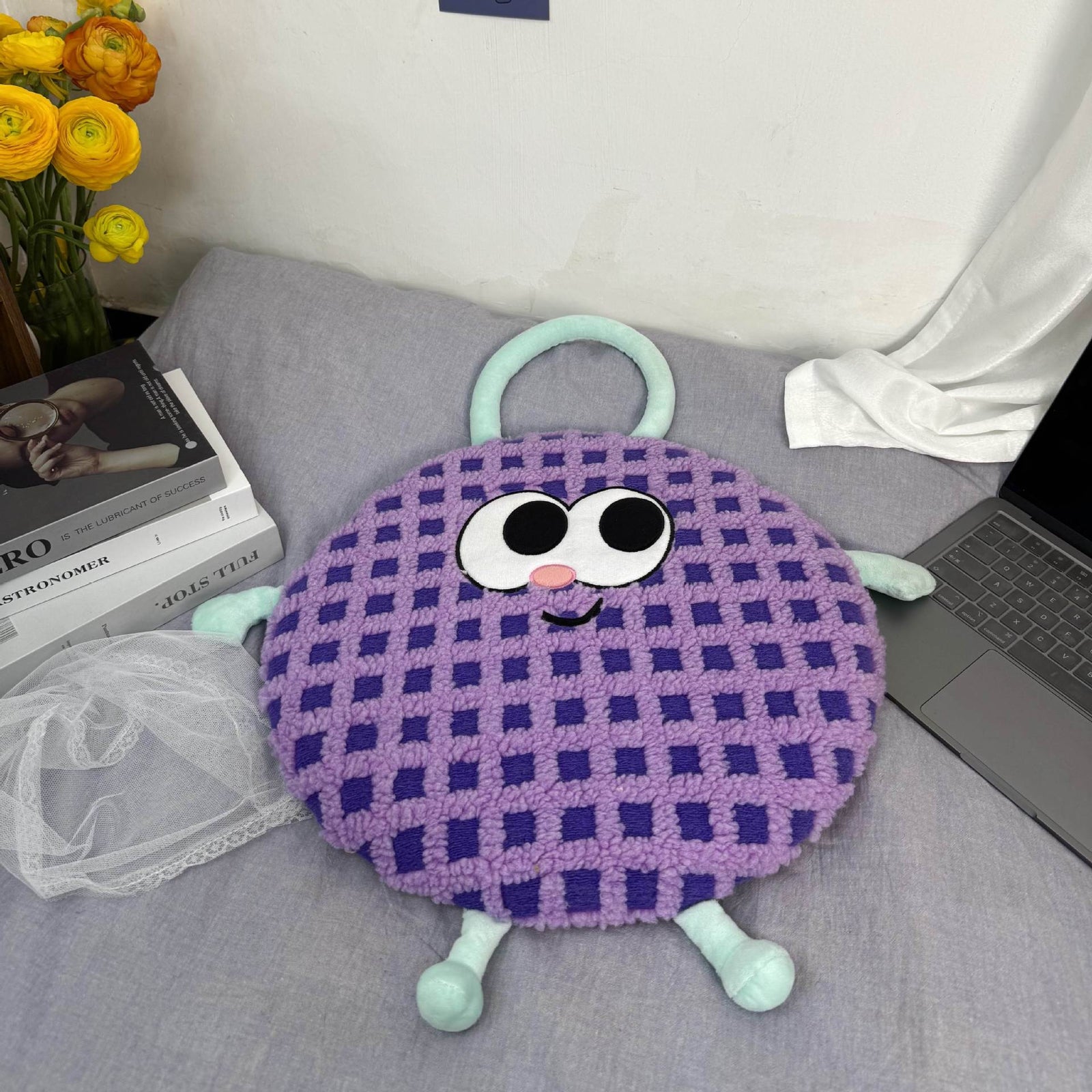 Purple Dopamine Round Memory Foam Seat Cushion - 38cm x 3cm Removable Cover for Office, Home, & Students