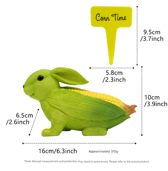 Outdoor Garden Decoration Ornament - Courtyard Balcony Resin Corn Rabbit Figurine, American Countryside Garden Landscape