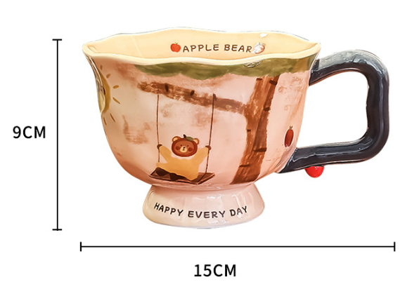 370ML Creative Artistic Ceramic Mug - Unique Water Cup with Hand-Painted Design