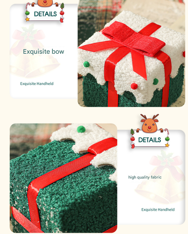 Red Green Premium 2-Piece Christmas Apple Gift Box Set - High-End Thick Flannel Festive Candy & Present Boxes