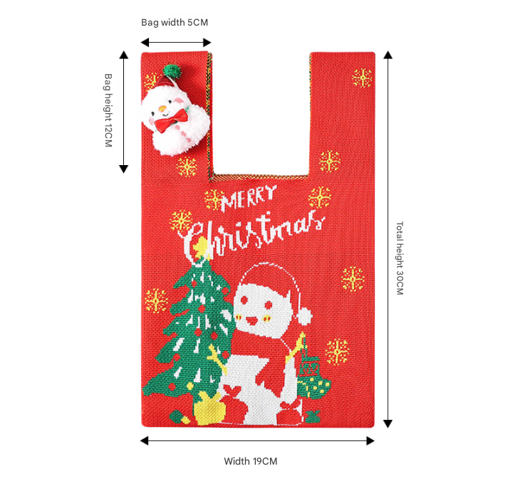 Festive 4-Piece Christmas Gift Bag Set - Adorable Knitted Holiday Treat & Present Pouches