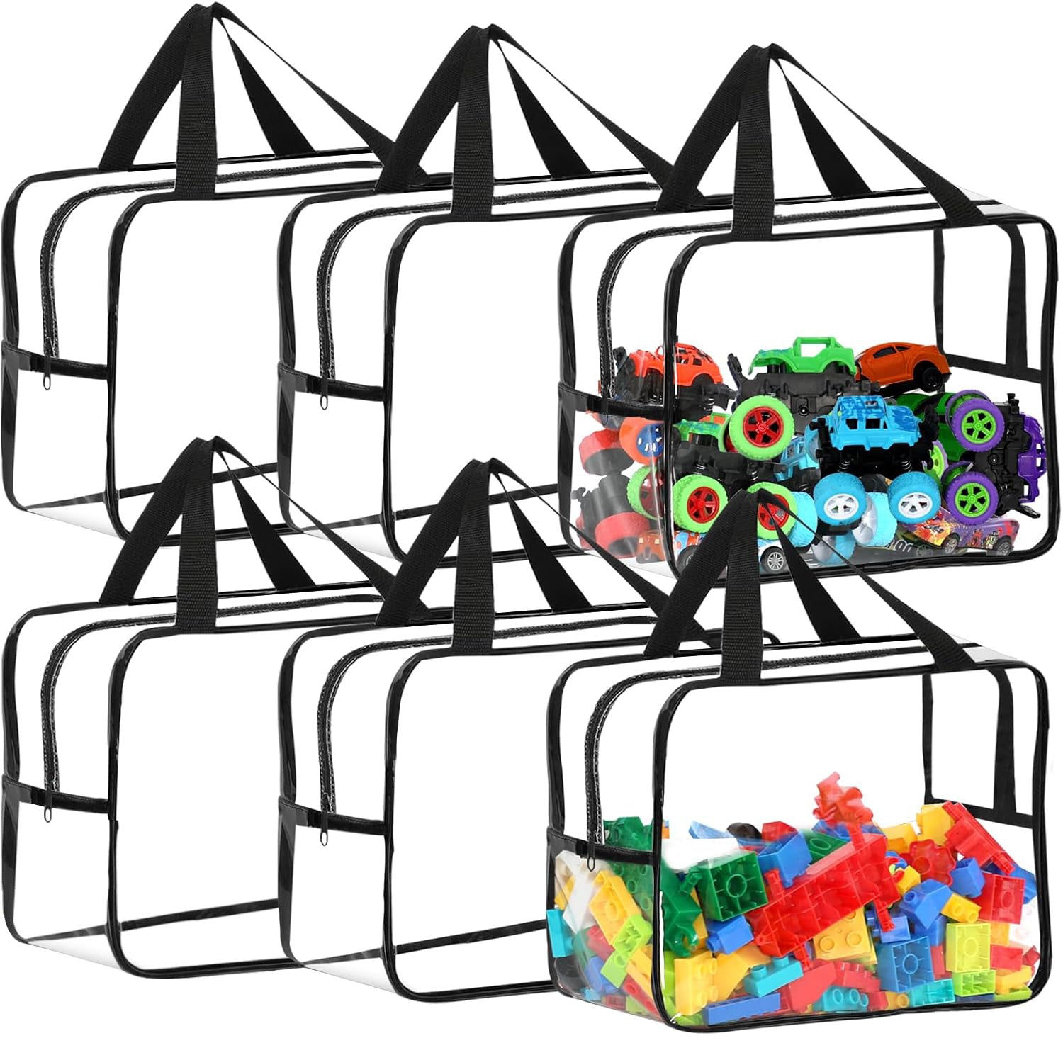 6 Pack Clear PVC Toy Storage Bags Waterproof Zippered Organizer for Puzzles and Blocks Multi Purpose Travel Toiletry Tote Ideal for Australian Families