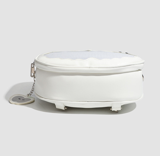 Red Cute Apple Shaped Ita Bag Convertible Backpack Crossbody Purse with Mesh Pin Display Window for Teen Girls and Daily Use