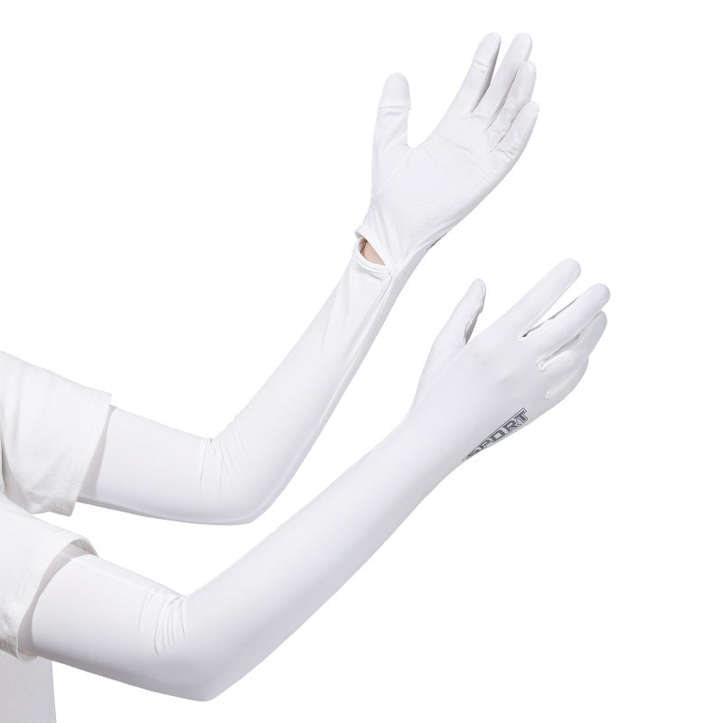 White Cooling UV Protection Arm Sleeves Long Sun Block Gloves Breathable Stretchy Hand Cover for Cycling Driving and Outdoor Sports Australia