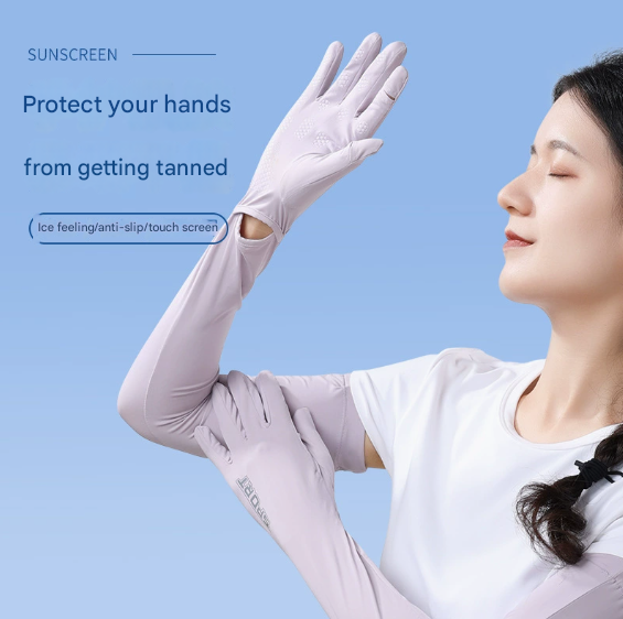 White Cooling UV Protection Arm Sleeves Long Sun Block Gloves Breathable Stretchy Hand Cover for Cycling Driving and Outdoor Sports Australia