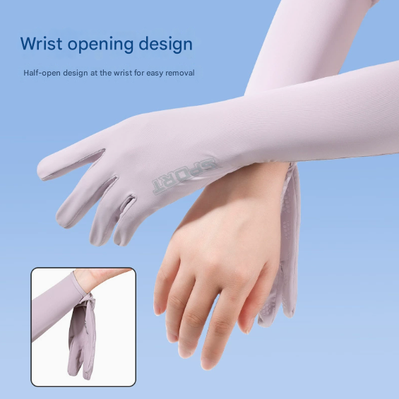 Grey Cooling UV Protection Arm Sleeves Long Sun Block Gloves Breathable Stretchy Hand Cover for Cycling Driving and Outdoor Sports Australia