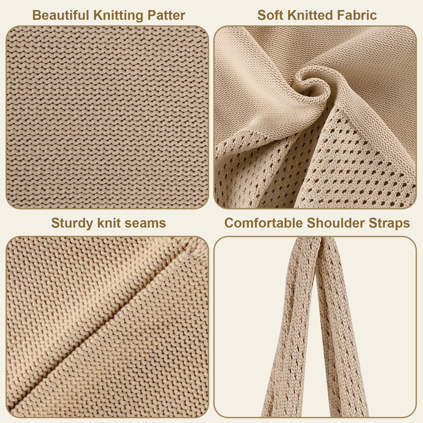 Beige Women's Large Mesh Beach Tote Bag Boho Crochet Shoulder Shopper Reusable Eco Grocery Net Bag for Summer Travel and Markets