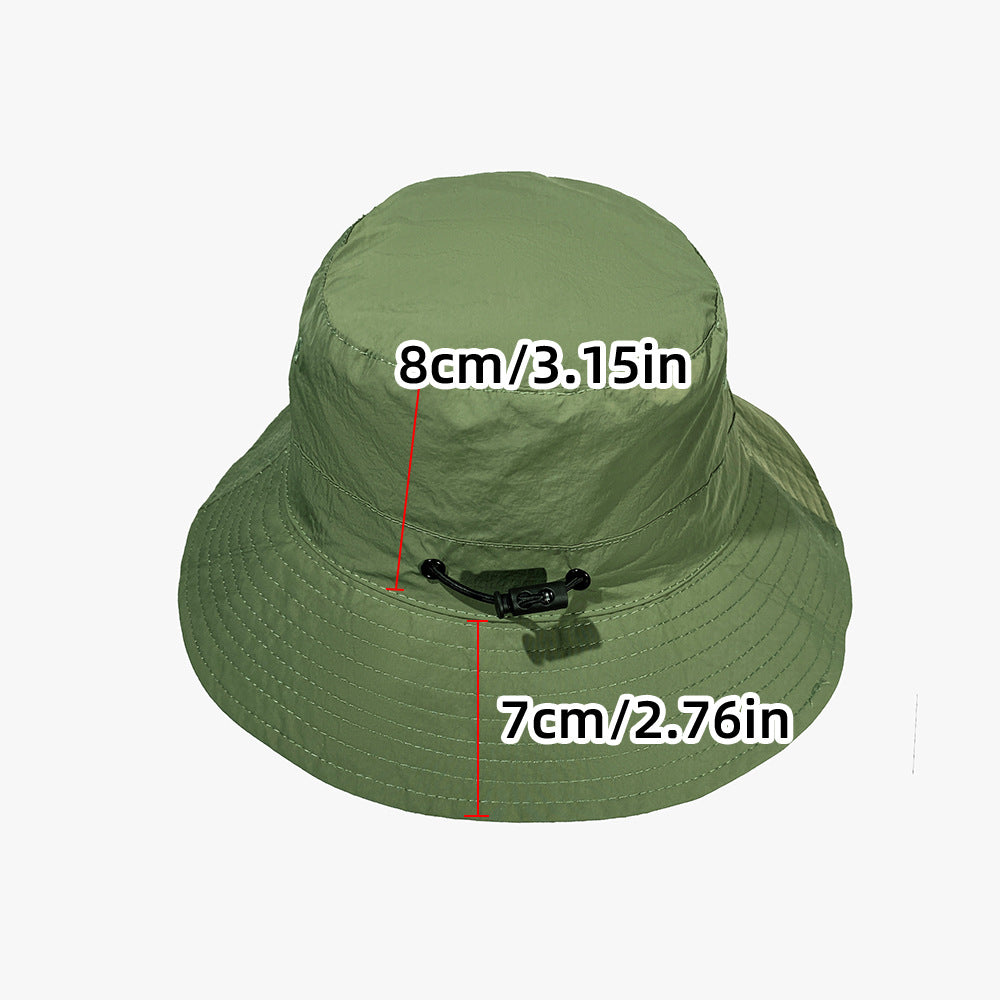 Green Foldable Waterproof Bucket Hat Packable Sun Cap Wide Brim with Adjustable Drawstring for Fishing Camping and Hiking