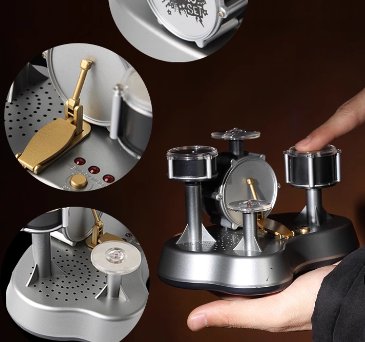 Mini Electronic Finger Drum Set Touch Sensitive Desktop Percussion Toy with Light-Up Game Mode Novelty Gift for Kids and Musicians