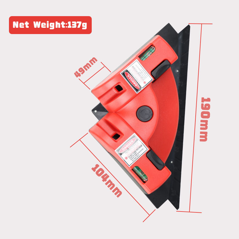 Red 90 Degree Laser Square Level Tool - Right Angle Line Projector for Tiling & Flooring Layout - Dual Bubble Alignment Aid for DIY Renovation (190mm)