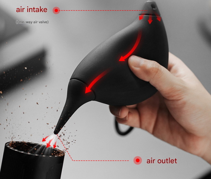 White Powerful Hummingbird Air Blower Manual Dust Cleaner for Coffee Grinders and Camera Lenses 160mm Portable Cleaning Tool