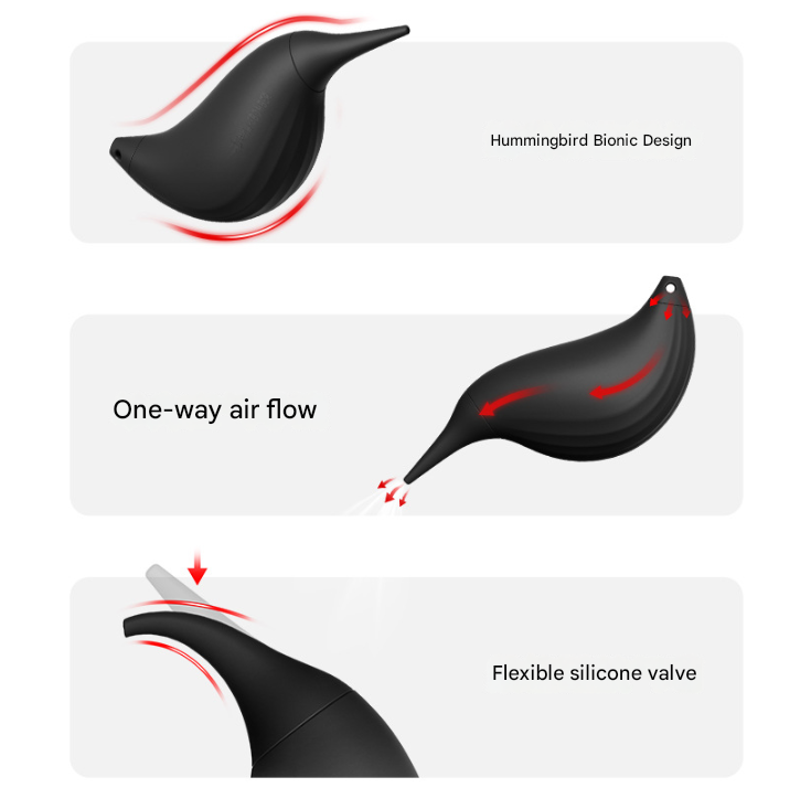 White Powerful Hummingbird Air Blower Manual Dust Cleaner for Coffee Grinders and Camera Lenses 160mm Portable Cleaning Tool