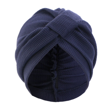 Navy Blue 3 Pack Women's Cotton Waffle Knit Turban Headwrap - Thickened Indian Style Beanie Cap - One Size Fits All for Australian Daily Wear