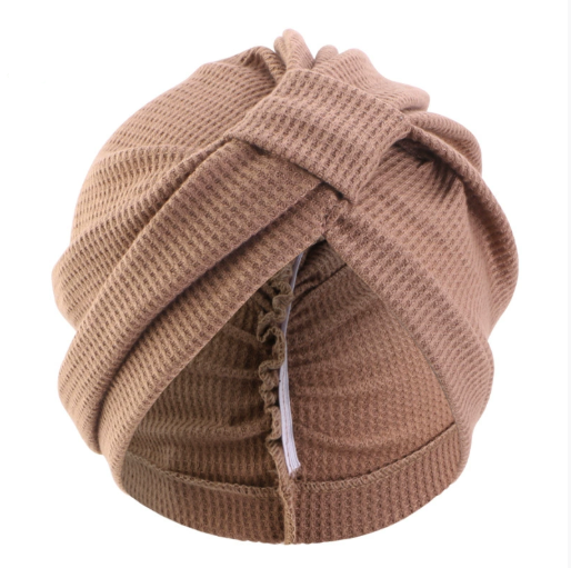 Khaki 3 Pack Women's Cotton Waffle Knit Turban Headwrap - Thickened Indian Style Beanie Cap - One Size Fits All for Australian Daily Wear