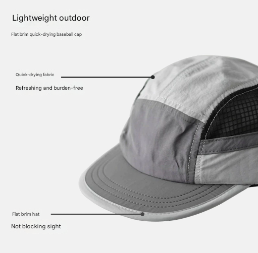 Grey UPF 50+ Quick-Dry Outdoor Sun Hat with Breathable Mesh - Lightweight Adjustable Cap for Hiking, Camping and Fishing in the Australian Sun