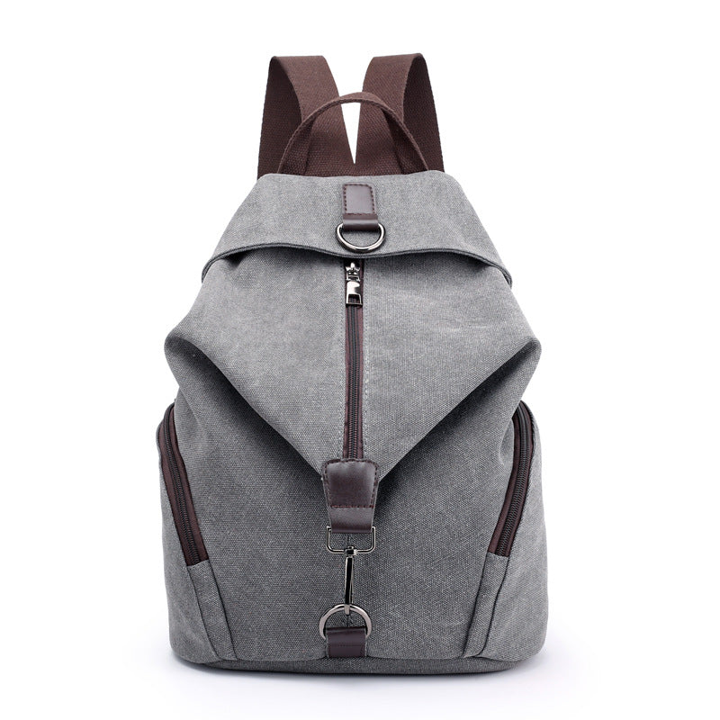 Grey Women's Vintage Canvas Backpack Casual Daypack Retro College School Bag Large Capacity Rucksack for Travel Work & Daily Use