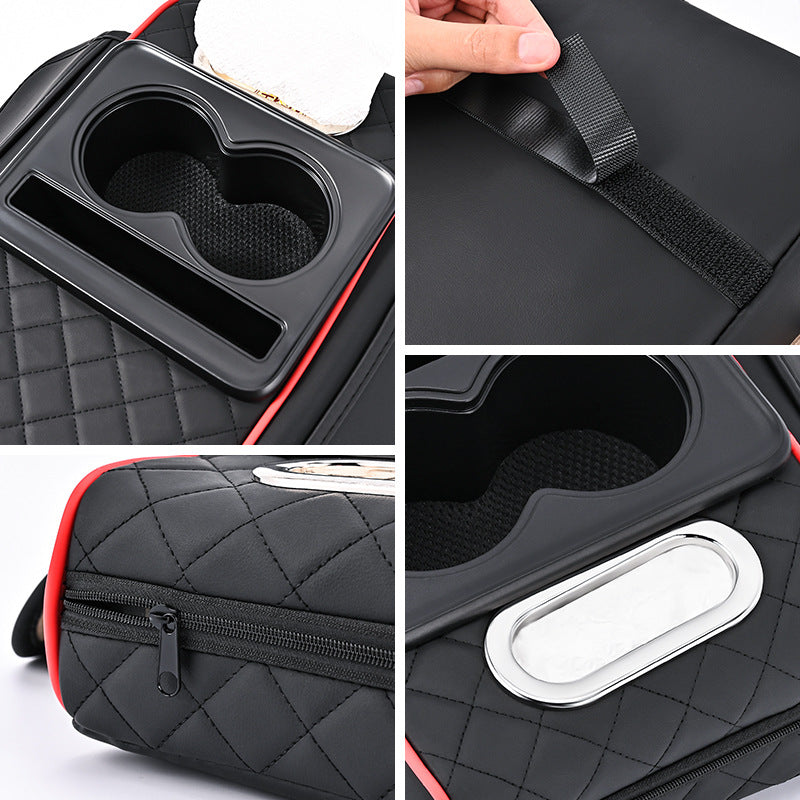 Premium Car Armrest Organizer & Comfort Pad(black red)