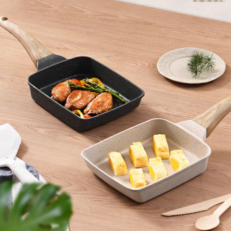 Black Rectangular Non-Stick Frying Pan 19×14×4cm - Open, Induction & Gas Compatible