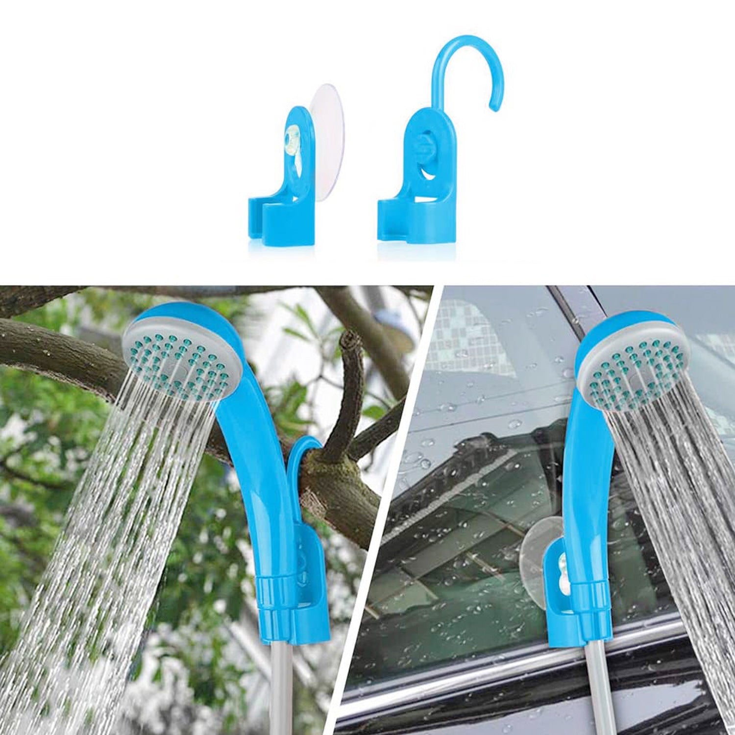Blue USB Portable Camping Shower Kit with Folding 20L Bucket