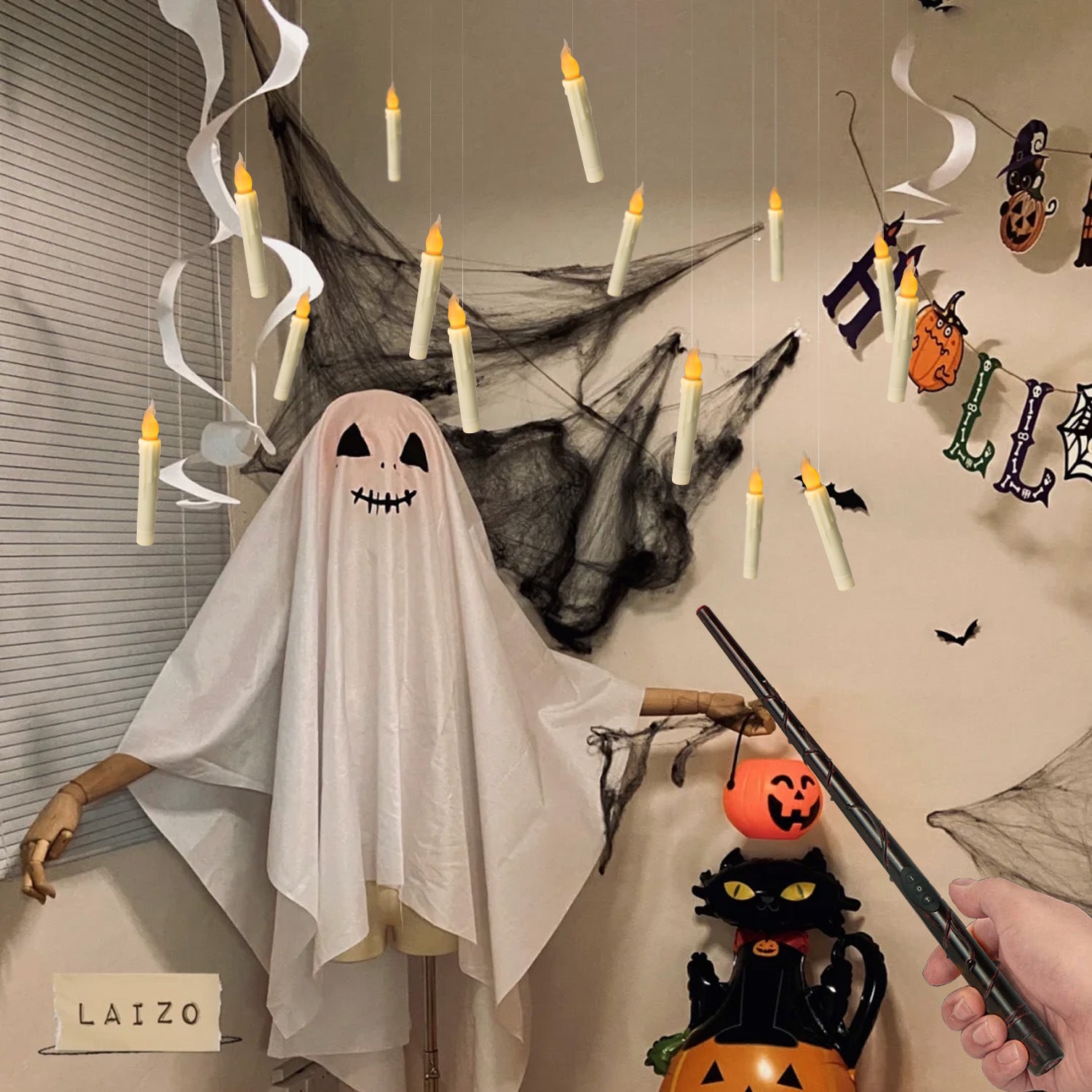 20-Pack LED Taper Candles, Remote, Hooks, & Line