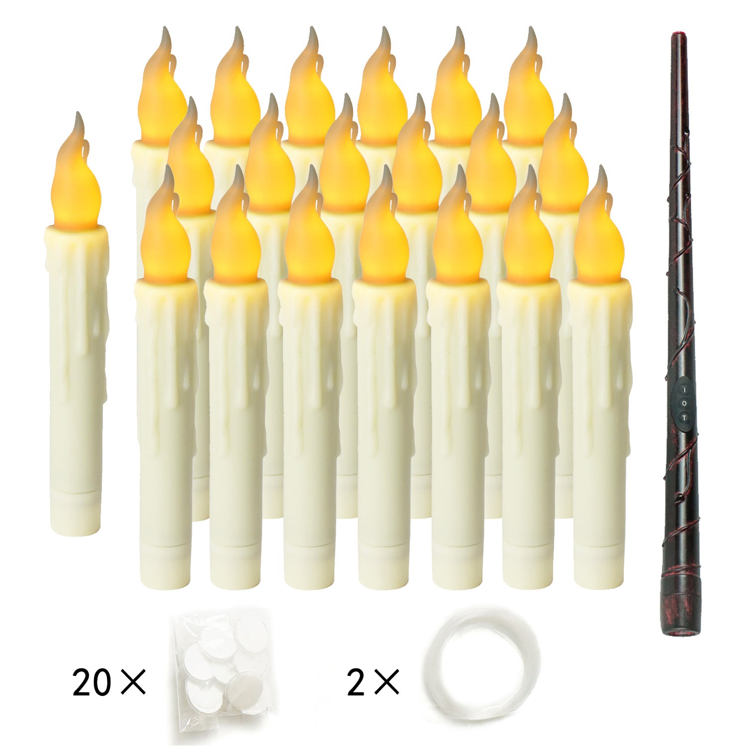 20-Pack LED Taper Candles, Remote, Hooks, & Line