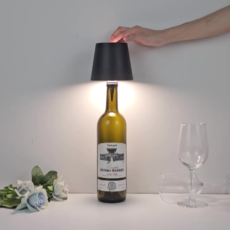 White Cordless Tri-Color Wine Bottle LED Lamp