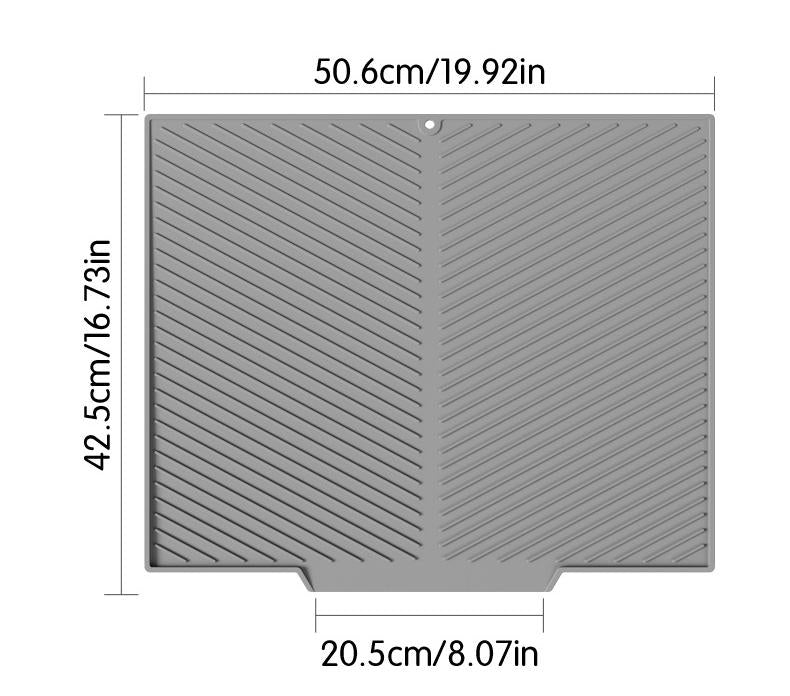 2PC Black Multi-Use Drain Mat (51x43 cm) – Non-Slip Heat Protection for Dish Drying & Prep