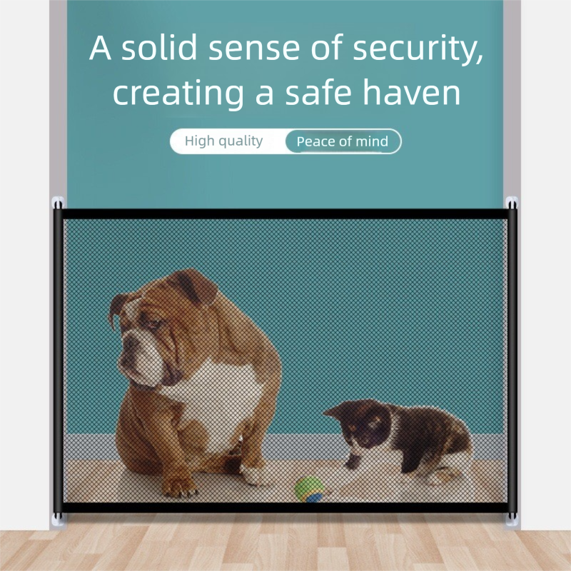 2-Pack Extra Wide Black No-Drill Pet Safety Barrier(180x72cm) With Hooks - Portable Mesh Dog Gate for Doorways, Stairs and Hallways, Easy Installation and Wall-Friendly