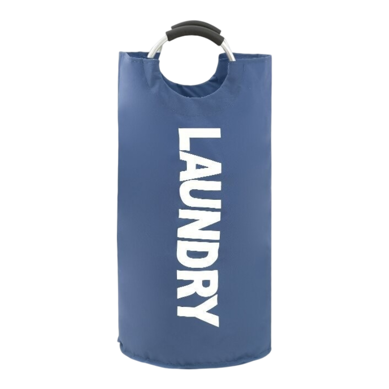 Blue Oxford Fabric Large-capacity Foldable Dirty Clothes Basket (38×72CM) - With Waterproof Coating & Aluminum Carry Handles For Laundry Room Dorm
