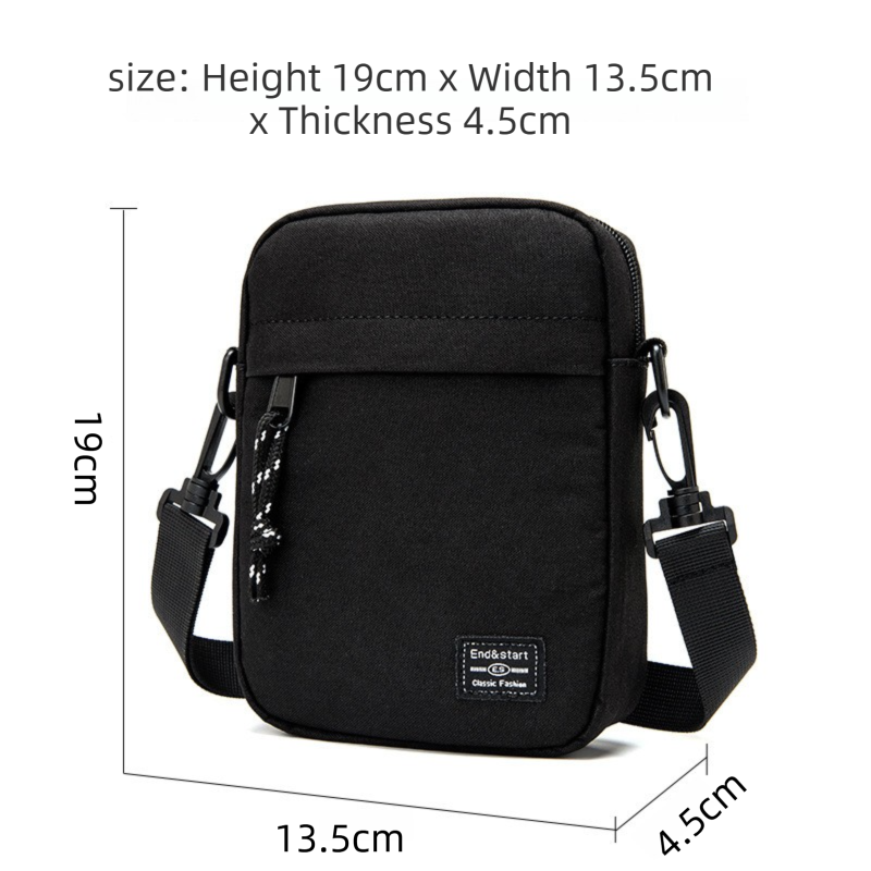 White Mini Streetwear Oxford Cloth Crossbody Bag - Ultra-Light (200g) Fashion Sling Pack, Fits 8-inch Tablet