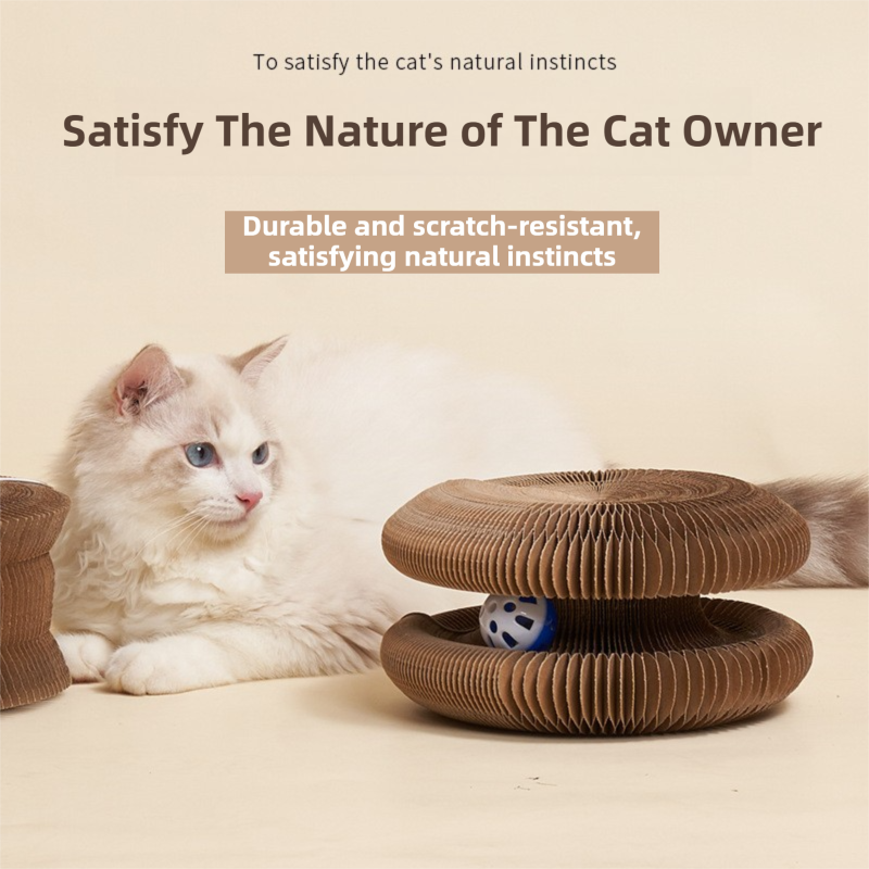 2-Pack Creative Accordion Cat Scratcher (Cat Head Design, 23x23x10CM) - Reversible Honeycomb Material Scratch Pad & Lounge Mat for Stress Relief