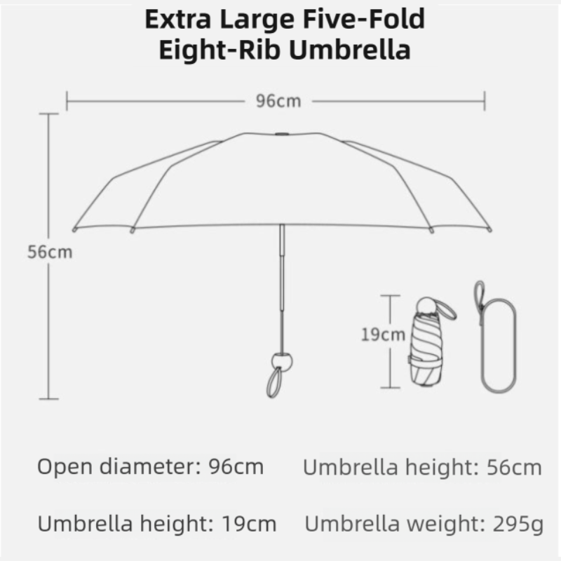 2-Pack Pink Ultra-Compact 5-Fold Waterproof All-Weather Umbrella for Women - Heart Pattern, Black Glue UV Protection, 8-Rib Frame, Portable Capsule Parasol