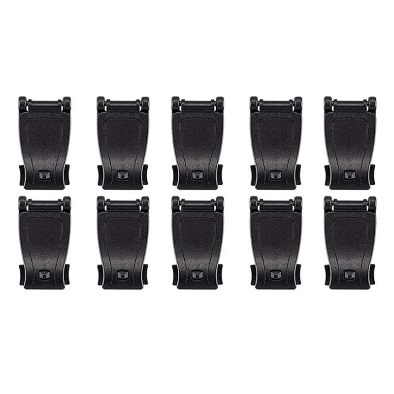 10 Pack Black MOLLE Clip Tactical Strap-Management Tool - Ultralight Portable Backpack Buckle for Tactical Outdoor Gear Attachment