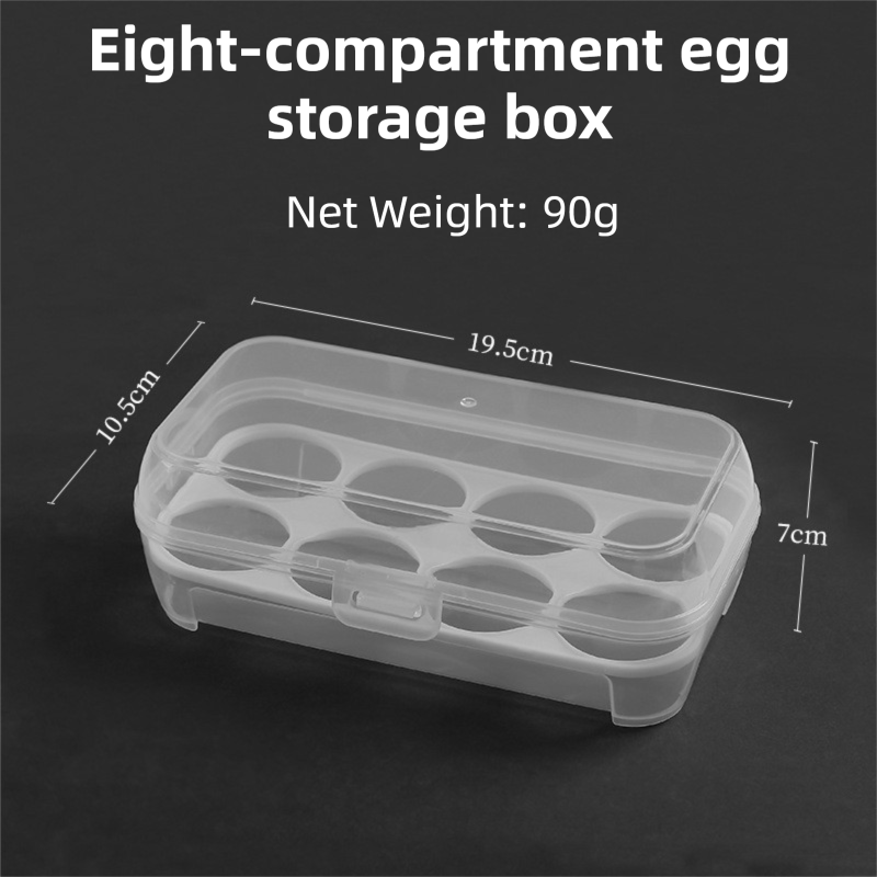 4 Pack Portable 8-Grid Shockproof Eggs Box With Egg Holder- Clear PP Plastic Storage Box, Secure Lock, Anti-Shock Tray for Outdoor Camping Picnic