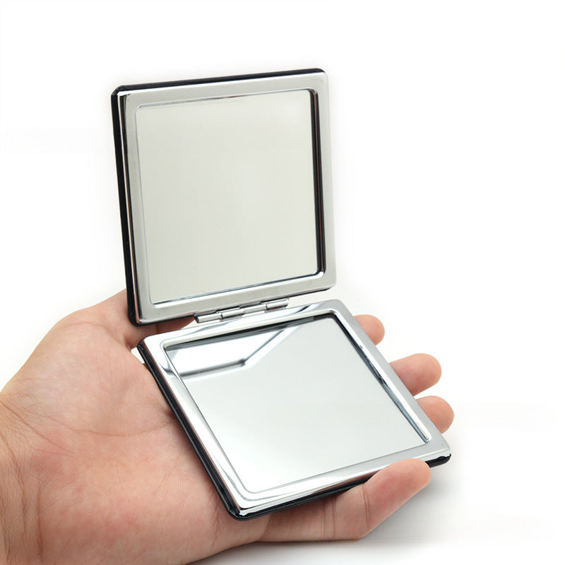4-Pack Black Jumbo Square Folding Compact Mirror(8X8CM) - Men's Shaving & Women's Makeup Mirror, PU Leather Cover & High-Definition Glass Lens