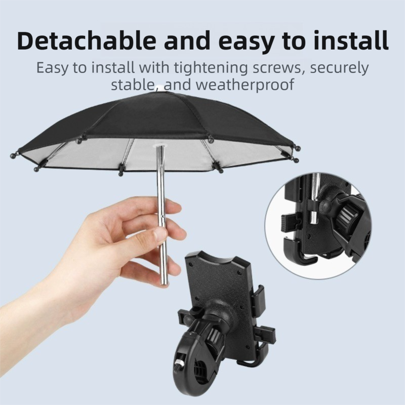 2-Pack Shock-Absorbing and Non-Slip Rearview Mirror Phone Holder with Detachable Mini Umbrella - , Waterproof & Windproof and Sunshade, 360° rotatable
