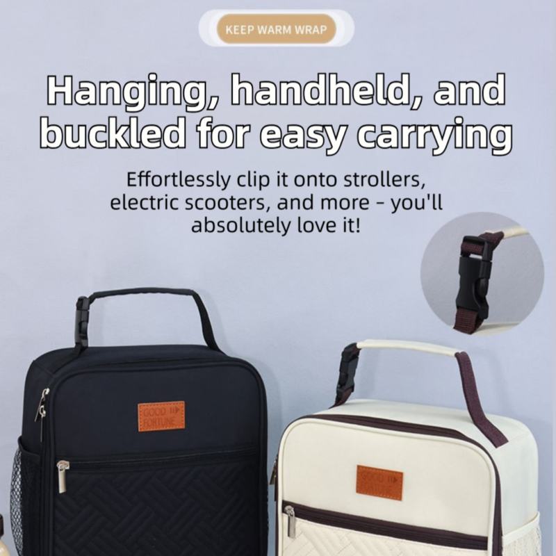 2-Pack Plaid Pattern Insulated Lunch Bag Set(Black & White) - Oxford Cloth Tote with Thermal Aluminum Foil, Large Capacity for Work and Picnic