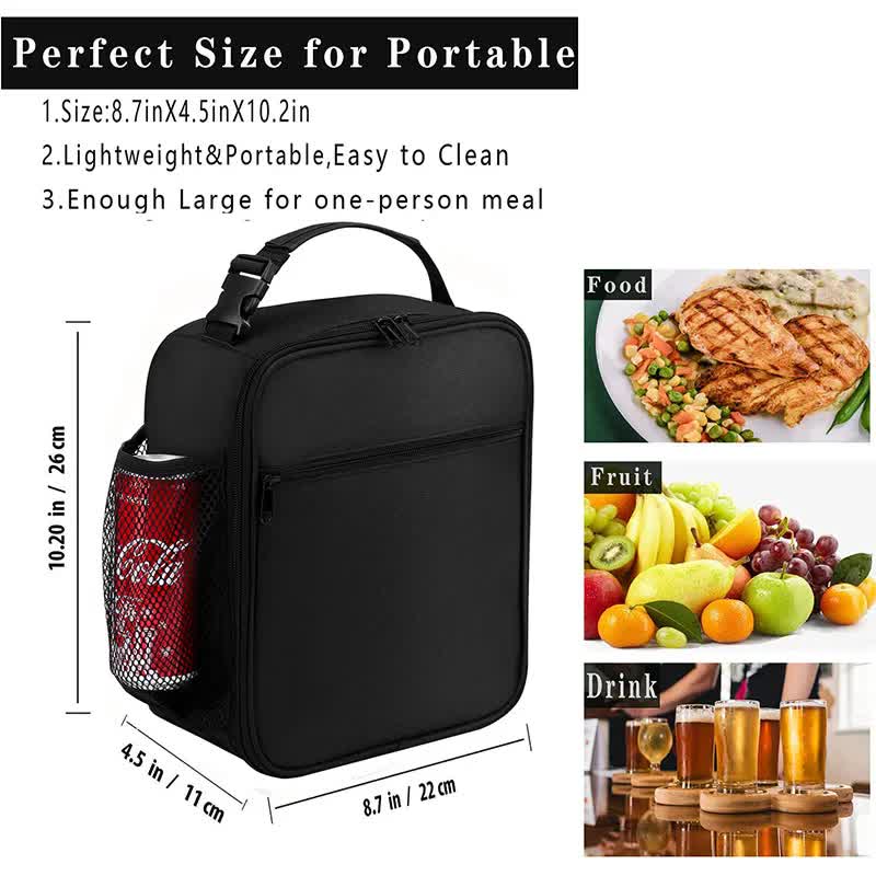 Light Grey Portable Insulated Lunch Bag - Oxford Cloth Handheld Meal Prep Tote, Large-Capacity Square Upright Design for School Office