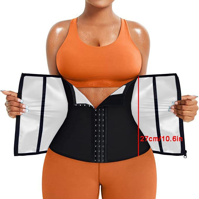 Blue Silver Ion Sauna Waist Trainer for Women(Size 2XL) - 2-in-1 Zipper and Hook/Eye Sweat-Wicking Sports Girdle, Postpartum Fitness Shapewear