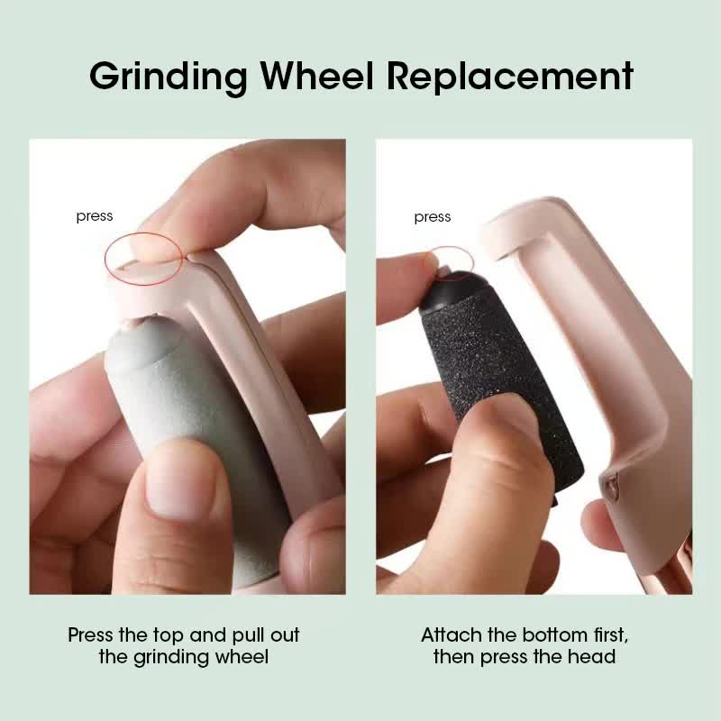 White Wireless Electric Foot Grinder With Two Heads - Automatic Pedicure Tool for Removing Callus and Dead Skin, Portable Small Handheld Design & USB Rechargeable