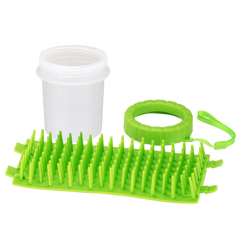 Green Large Size Quick & Easy-Clean Dog Paw Cleaner Cup - PP+TPR Material, Gentle Pet Grooming Tool