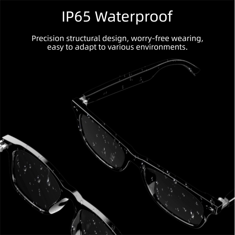 Black Ultra-Light AI Smart Sunglasses - Immersive Stereo Sound, Clear Noise Reduction, IPX Waterproof, Comfortable & Stylish