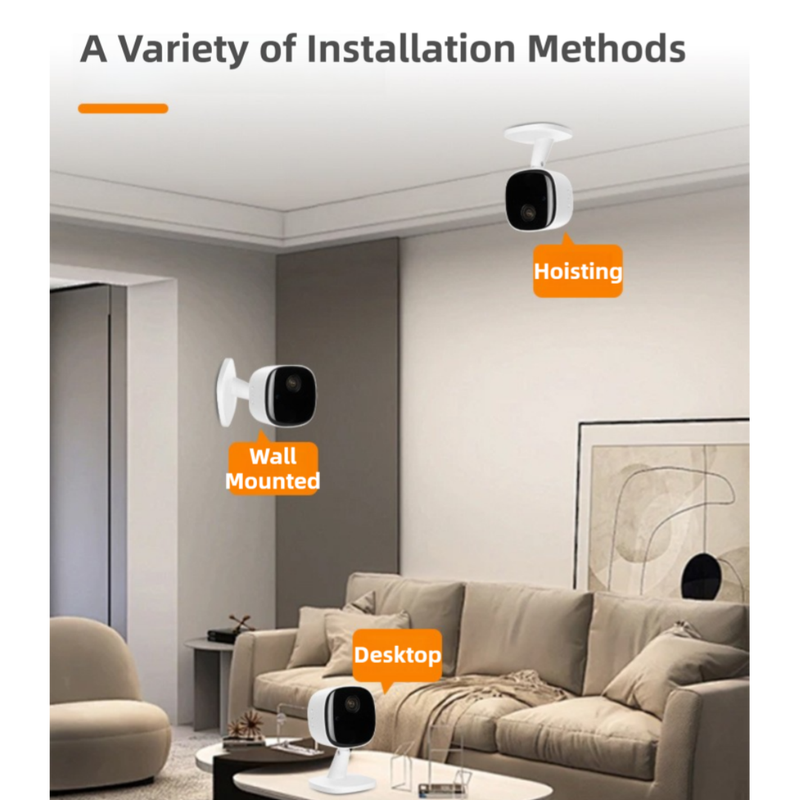 Wireless WiFi Security Camera(5.4x5.4x9CM) - 1080P HD Infrared Night Vision Indoor/Outdoor Surveillance, Phone Remote View, and Two-Way Audio & AI Human Detection Alarm